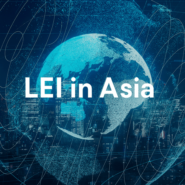 Global financial connections over Asia at night symbolizing LEI system and digital identity